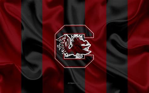 Download wallpapers South Carolina Gamecocks, American football team, emblem, silk flag, red ...