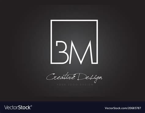 Bm square frame letter logo design with black Vector Image