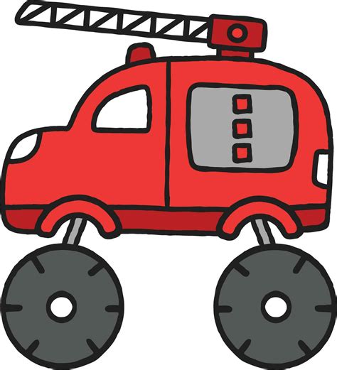 Toy Car Cartoon Illustration Monster Rescue Fire Truck 30347923 Vector Art at Vecteezy
