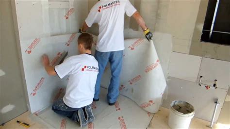 Shower wall and floor membrane installation. - YouTube