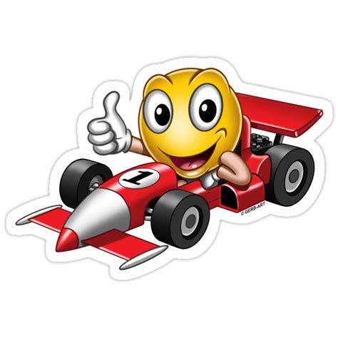 "Smiley - Racing Car" Stickers by GerbArt | Redbubble