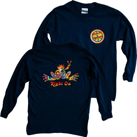 Peace Frogs Button Long Sleeve Kids T-Shirt, Youth: Peace Frogs