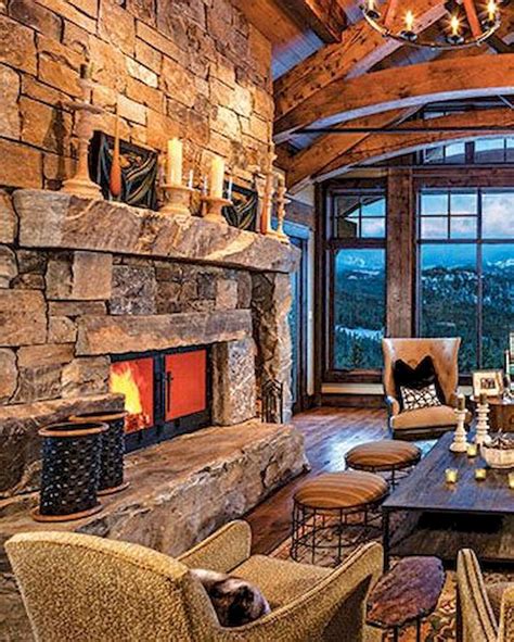 Favorite Log Cabin Homes Fireplace Design Ideas - FRUGAL LIVING | Cabin fireplace, Fireplace ...