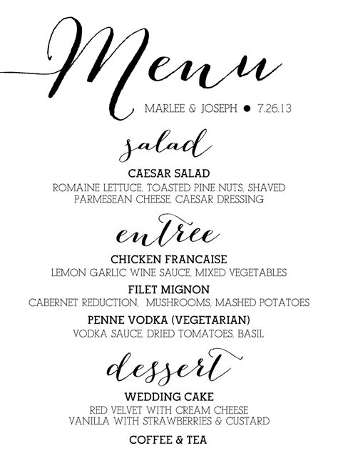 Sugar Queens: Calligraphy Menus