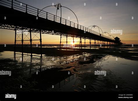 Southport Pier, UK, at dusk Stock Photo - Alamy