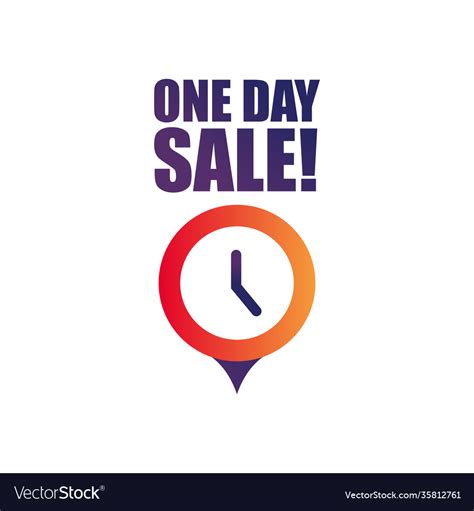 One day sale with clock design Royalty Free Vector Image