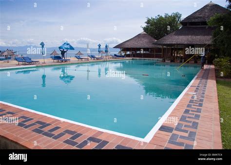 Africa; Malawi; Lake Malawi; Mangochi; Pool at Club Makakola on Lake ...