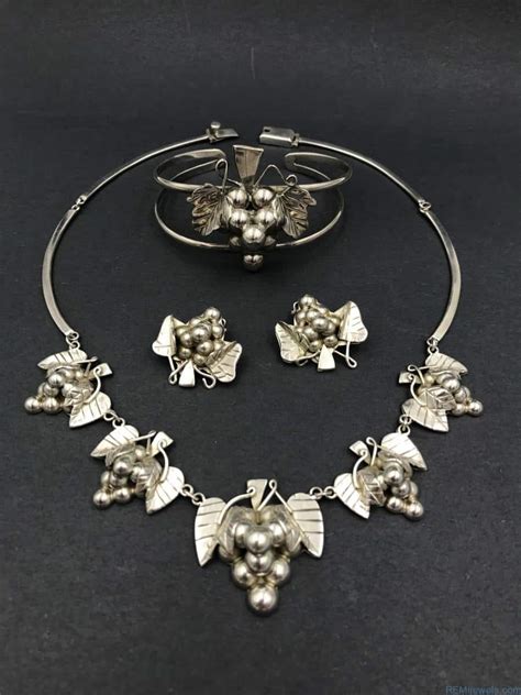 Sterling Silver Jewelry Set Mexico 925 Vintage Grape Cluster Leaf REMIjewels