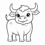 Premium Vector  Cute Bull Coloring Page For Kids sketch template