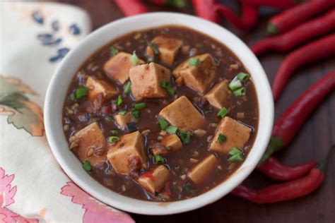 Sichuan Style Vegetarian Mapo Doufu ( Tofu In Spicy And Bean Sauce) by Archana's Kitchen