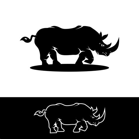 Black Rhino and line art Rhino logo vector 19979209 Vector Art at Vecteezy