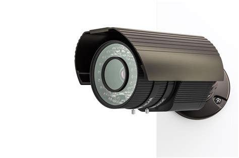 Premium Photo | Security surveillance camera on corner of the wall 3d rendering