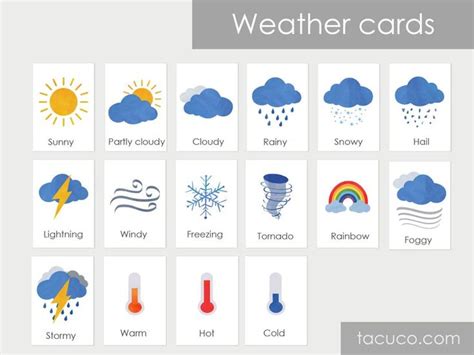 Montessori weather cards weather flashcards Printable | Etsy | Weather ...