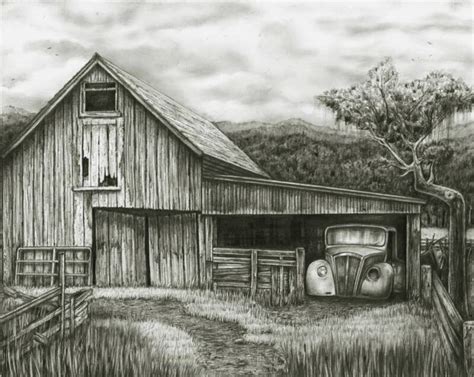 Pencil Drawings of Old Barns | Bob Carter - Private Collection and ...