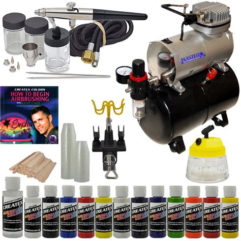 Badger CRECENDO 175-7 AIRBRUSH SET KIT Compressor Createx Paint Holder ...