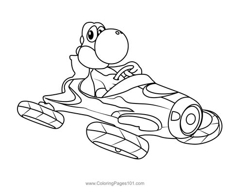 Yoshi Mario Kart Coloring Page for Kids - Free Mario Kart Printable ...