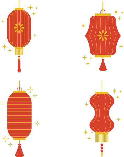 Lantern Chinese New Year Set. Isolated On White Background. Vector ...