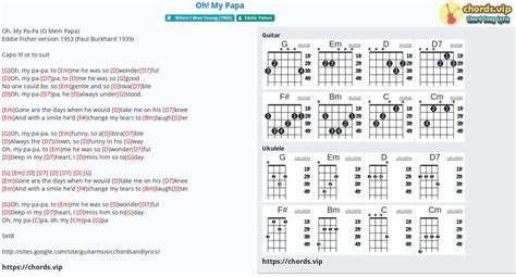 Hợp âm: Oh! My Papa - cảm âm, tab guitar, ukulele - lời bài hát | chords.vip