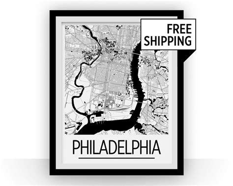 Philadelphia Map Poster Usa Map Print Art Deco Series - Etsy