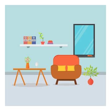 Premium Vector | Living room minimalist interior flat design