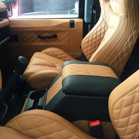 Quilted leather interior on the Defender custom made in tan with black stitching… | Carros, Jeep ...