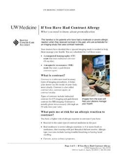 If You Have Had Contrast Allergy - UW Medicine | Premedication | PDF4PRO