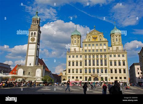 Augsburg, Rathausplatz, Town Hall Square, Perlach Tower, Town Hall ...