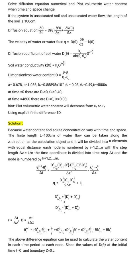 Solved Solve diffusion equation numerical and Plot | Chegg.com