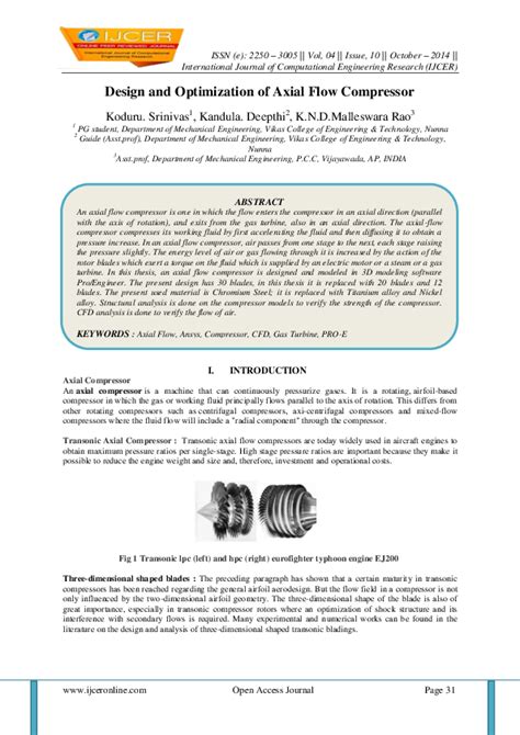 (PDF) Design and Optimization of Axial Flow Compressor | Independent IJCEROnline - Academia.edu