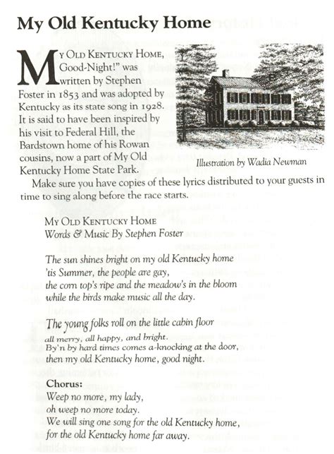 My Old Kentucky Home Lyrics | Kentucky derby party, My old kentucky home, Kentucky