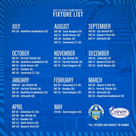 2022/23 cinch Championship Fixtures Announced - Greenock Morton FC