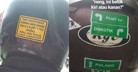 12 Stiker tulisan lucu di helm ojek online ini bikin mood ceria