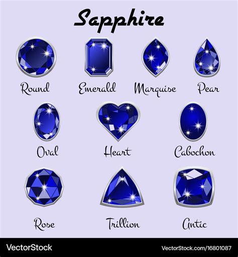 Types of cuts of sapphire Royalty Free Vector Image