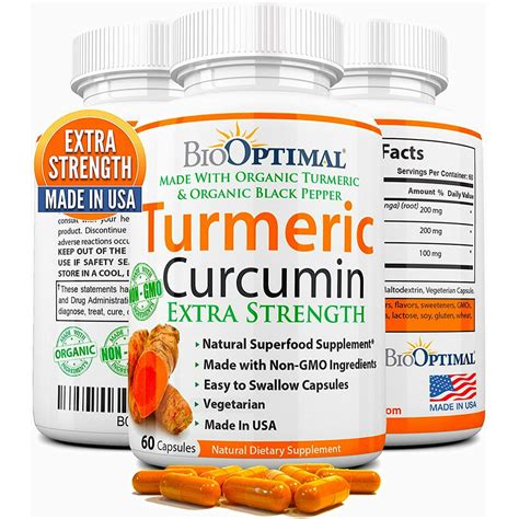 BioOptimal Organic Turmeric Capsules, 2 Month Supply, Turmeric Curcumin Supplement, Organic ...