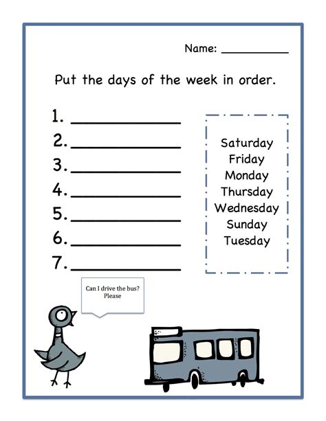 Days of the Week Worksheets | Activity Shelter