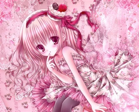 Pink Anime Girl Background