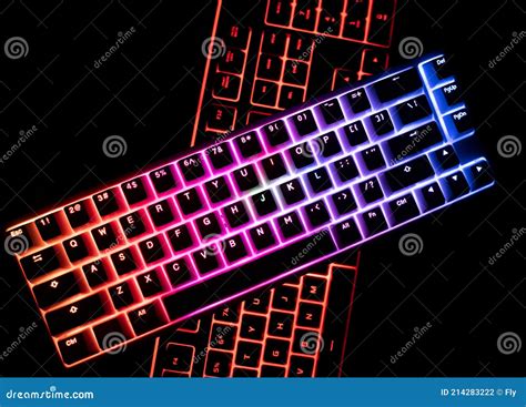 Top View of Two Illuminated RGB Keyboards in the Dark Stock Photo - Image of comfortable, design ...