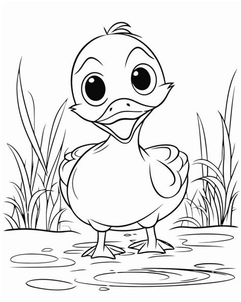 cute baby duck coloring page 23632905 Vector Art at Vecteezy