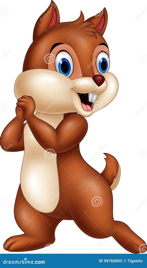 Cartoon Funny Chipmunk Isolated on White Background Stock Vector - Illustration of funny, flat ...