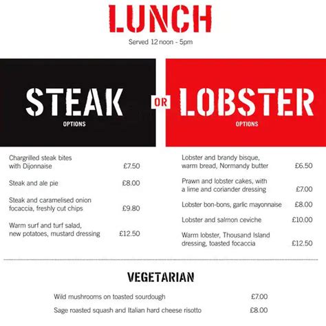 Steak And Lobster Menu, Menu for Steak And Lobster, Deansgate, Manchester - Zomato UK