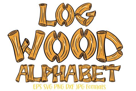 Wood Log Woodland Lettering Font Typography Alphabet Drawn