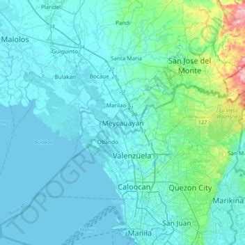 Meycauayan topographic map, elevation, terrain