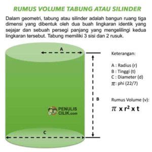 Rumus volume tabung atau silinder (Contoh Soal) - Penulis Cilik