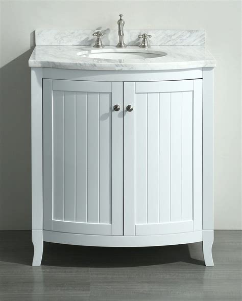 White 30 inch Bathroom Vanity White Carrera Marble Top | 30 inch ...