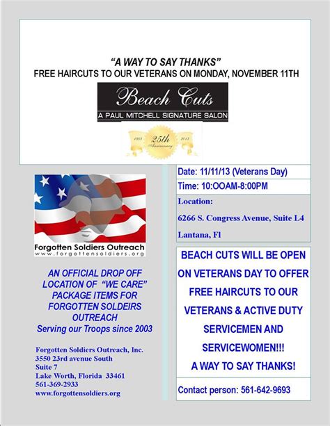 VETERANS DAY “FREE HAIRCUTS TO OUR VETERANS” BEACH CUTS – LANTANA ...