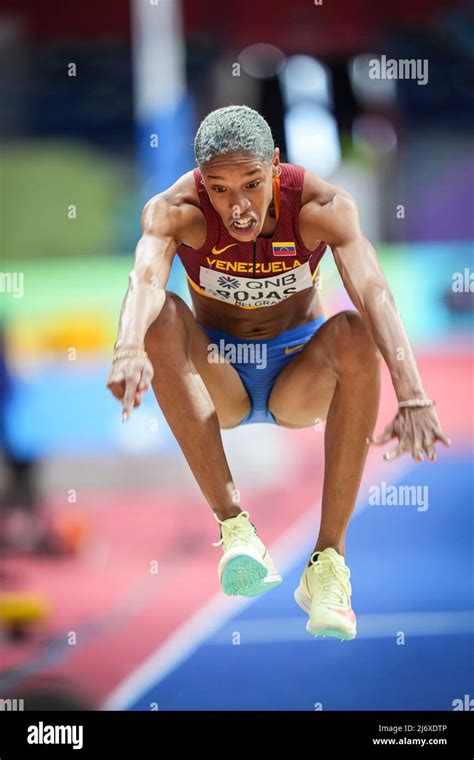 Yulimar Rojas jumping at the Belgrade 2022 Indoor World Championship in ...