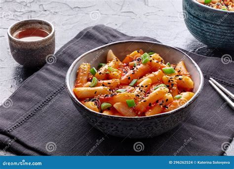 Tteokbokki or Topokki, Korean Street Food, Spicy Rice Cakes Stock Photo ...