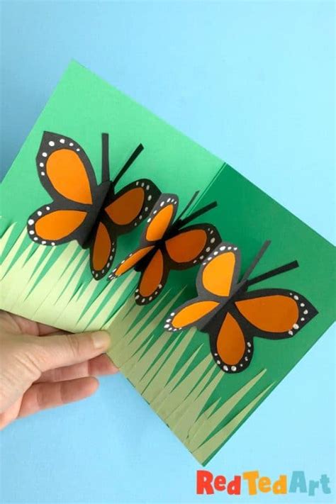 Easy Pop Up Butterfly Card - Red Ted Art - Kids Crafts