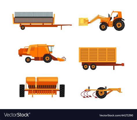 Agricultural machinery set farmer Royalty Free Vector Image