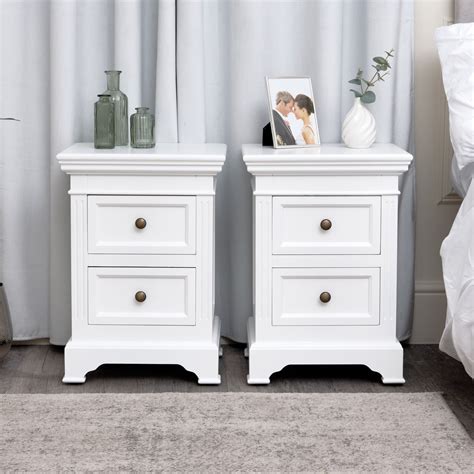 Pair of White Two Drawer Bedside Tables - Daventry White Range